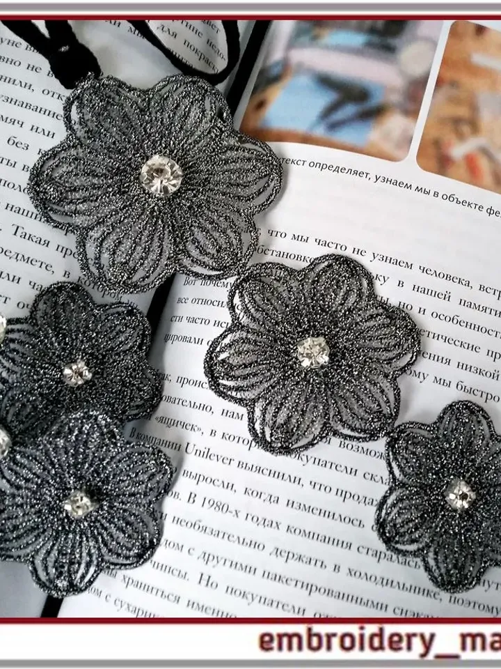 In the Hoop Embroidery design set FSL Flowers Jewelry 3