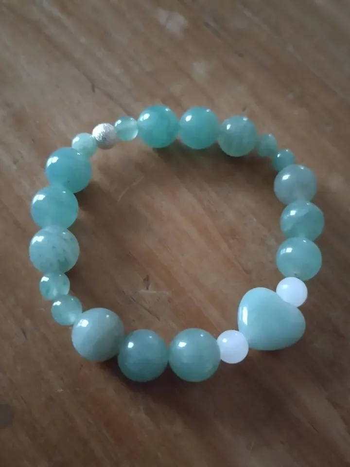Elastic aventurine bracelet-tiger's eye and jasper- poppy jasper