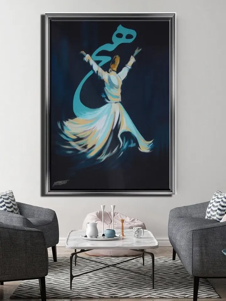 Mevlana Print on Canvas , Floating Frame Option, Modern Wall Art, Extra Large Canvas Wall Art