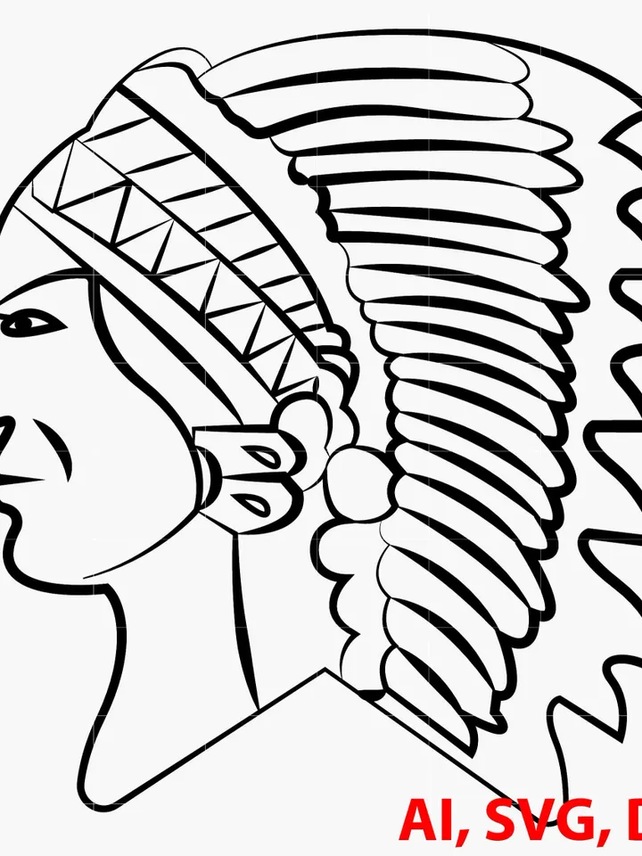 Red Indian Vector art,SVG, Digital, Vector outline, Custom, Vector line art, Ai