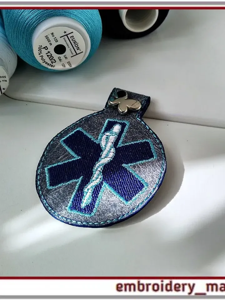 Keychain in the hoop embroidery design with medical symbols