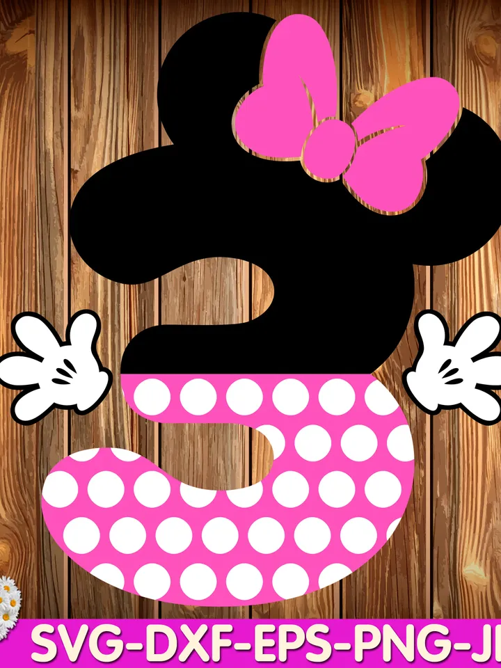 Mouse Number Three mouse Birthday Oh Toodles Girls number Three digital design Cricut svg dxf eps png ipg pdf cut file