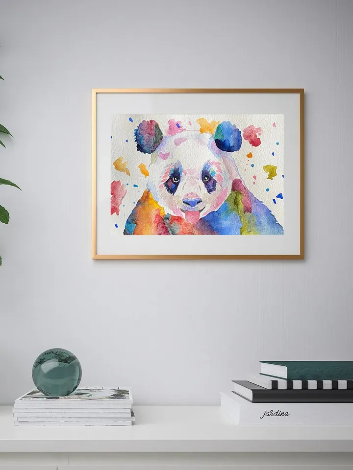 Panda original watercolor painting minimalist animal art, light watercolor artwork, wall decor 5x7 inches