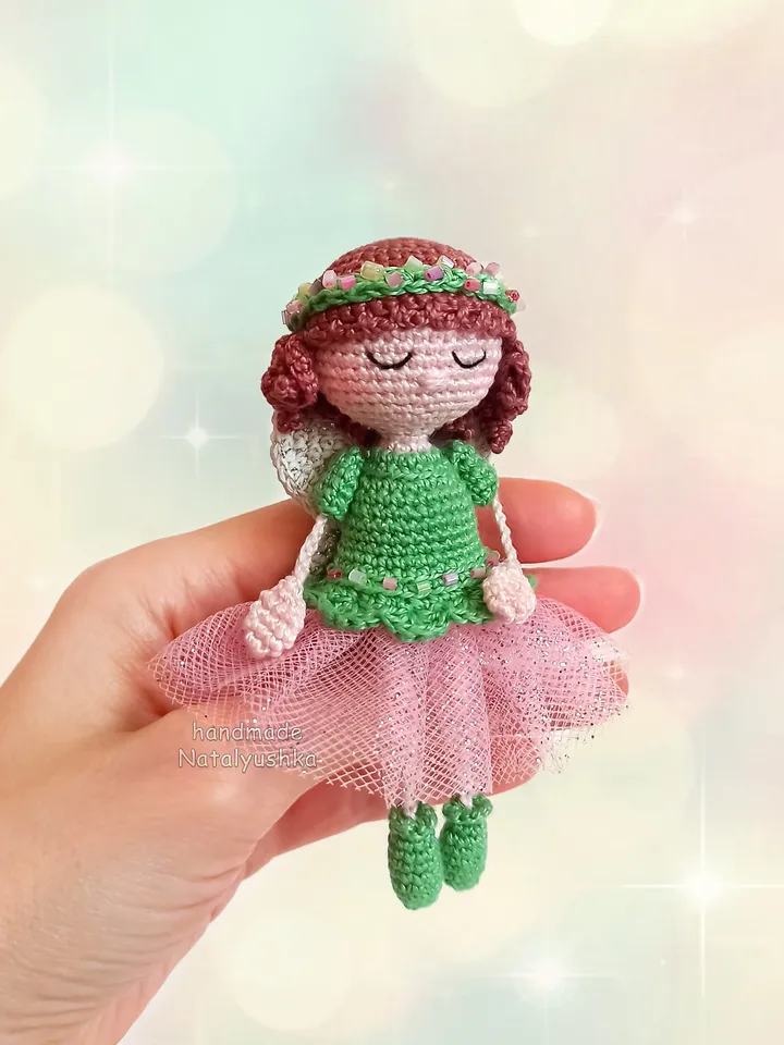 Faerie Princess keychain, Magic girl gift, Tiny Pocket Fairy, Girl nursery decor, Crochet fairy doll, Christmas gift