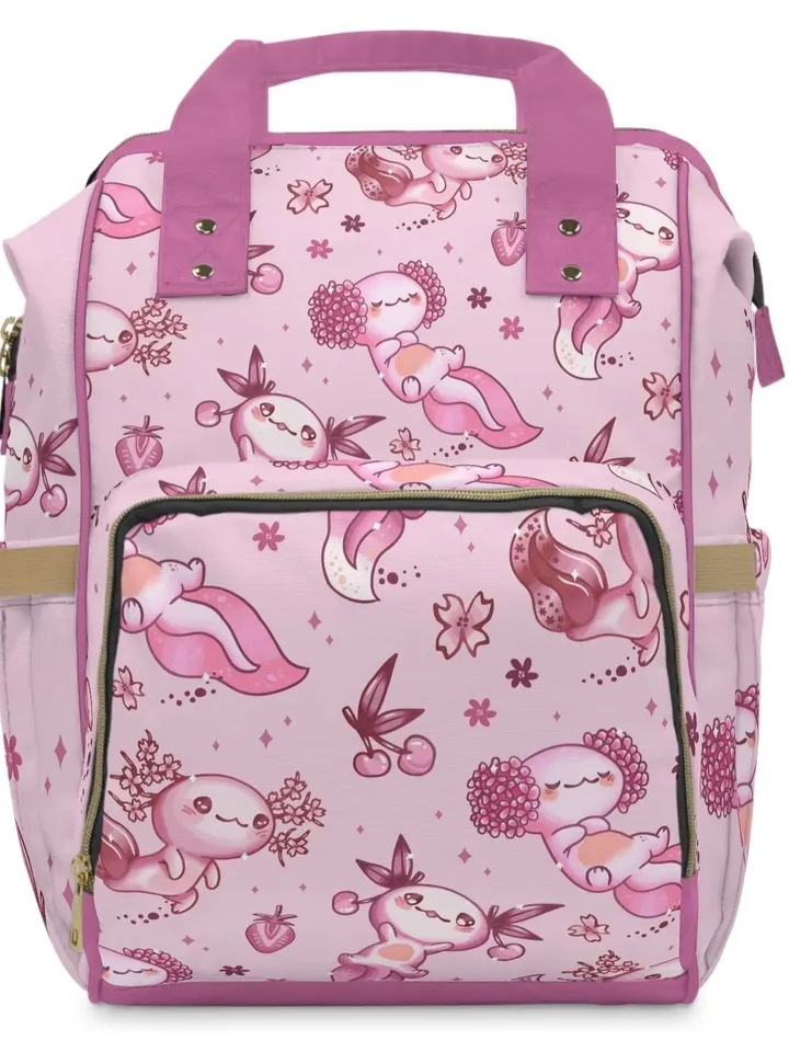 Kawaii Axolotl TTRPG Backpack | Tabletop Roleplaying Game Bag, LARP Backpack, Wargaming Organizer, DnD Bag of Holding
