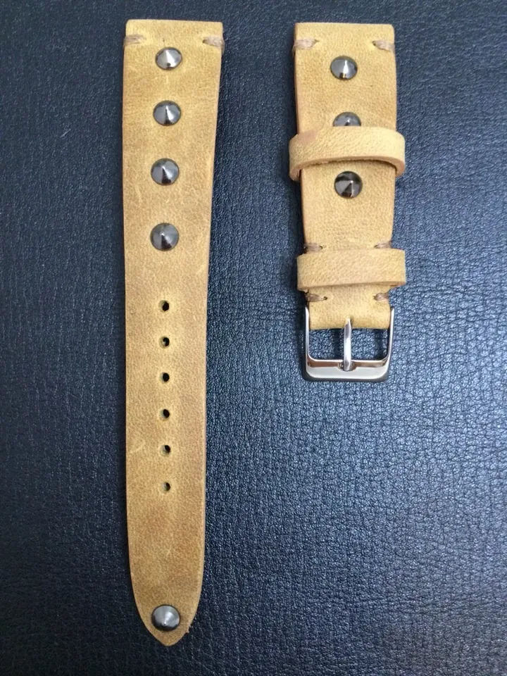 leather watch band, leather watch strap, 20mm watch band, 20mm strap, 19mm watch strap, 16mm buckle, khaki watch band, FREE SHIPPING