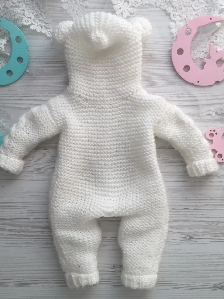Overall for baby born girl. Overall for baby born boy. Bear overall. White overall. Clothing for newborn. Overall with ears. Gift for baby.
