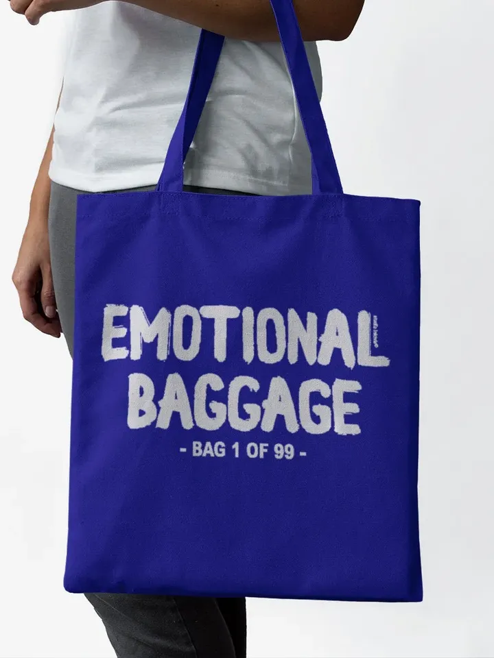 Emotional Baggage Tote bag blue. Mental Health nature lovers Environment friendly Mood Bag Gym Bag Grocery. Stuff Bag Eco-Friendly Shopper