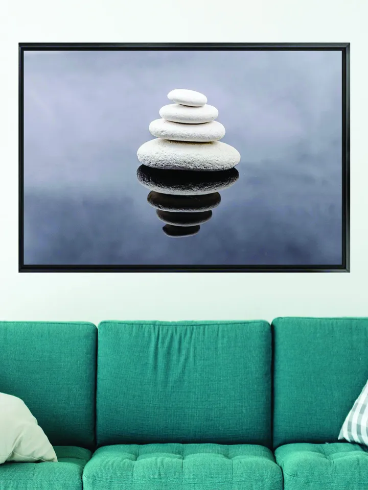 Stone and its Reflection Print on Canvas , Floating Frame Option, Modern Wall Art, Extra Large Canvas Wall Art