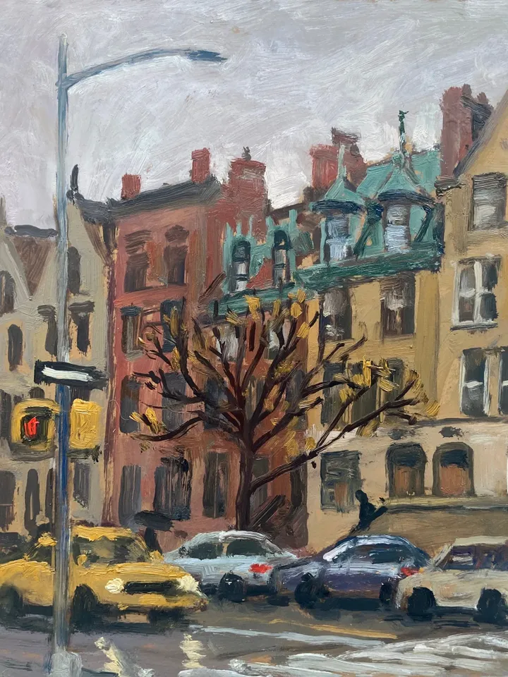 New York City Landscape Painting -From West End Avenue/NYC- 9x12 Oil on Panel, Upper West Side Impressionist Cityscape, Signed Original