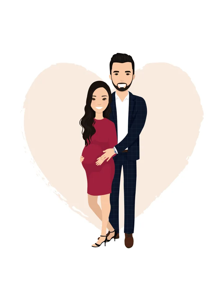 Custom family Portrait with pet, simple portrait, Family illustration