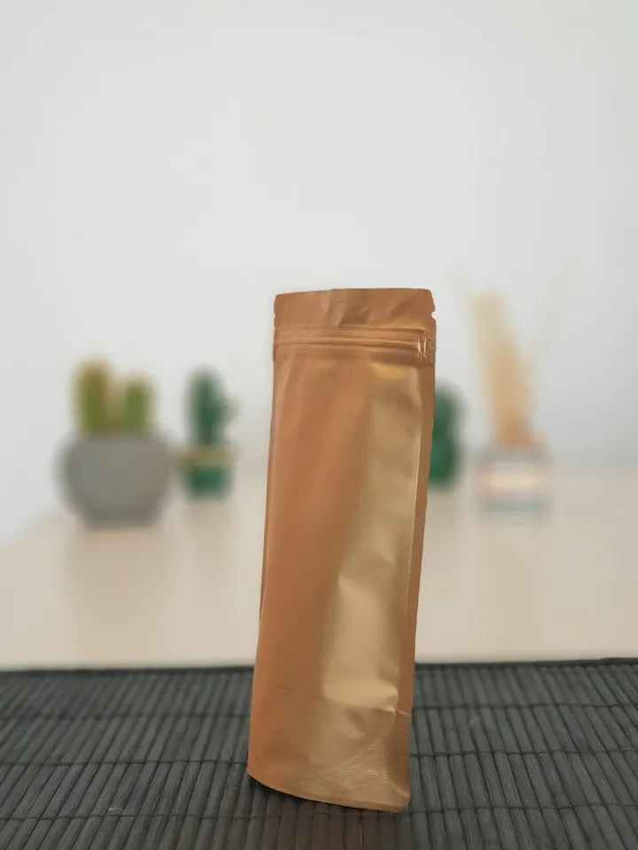 MATT GOLD Mylar Stand Up Pouches with Valve option Resealable Coffee Bags, Compostable Bag Mylar Foil Coffee Pouch Food Bag With Zip Bag
