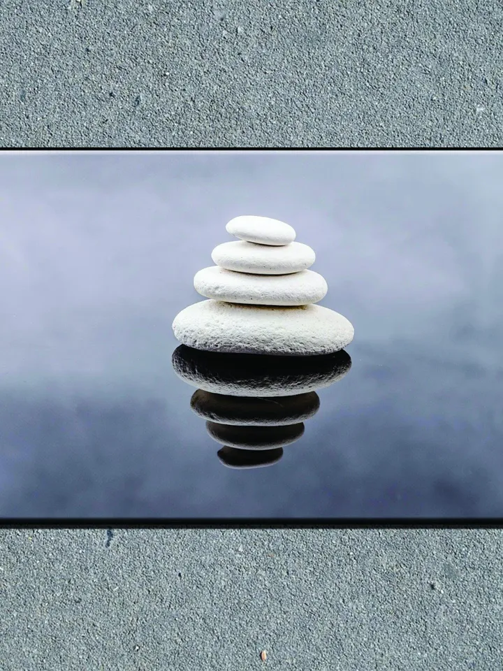 Stone and its Reflection Print on Canvas , Floating Frame Option, Modern Wall Art, Extra Large Canvas Wall Art