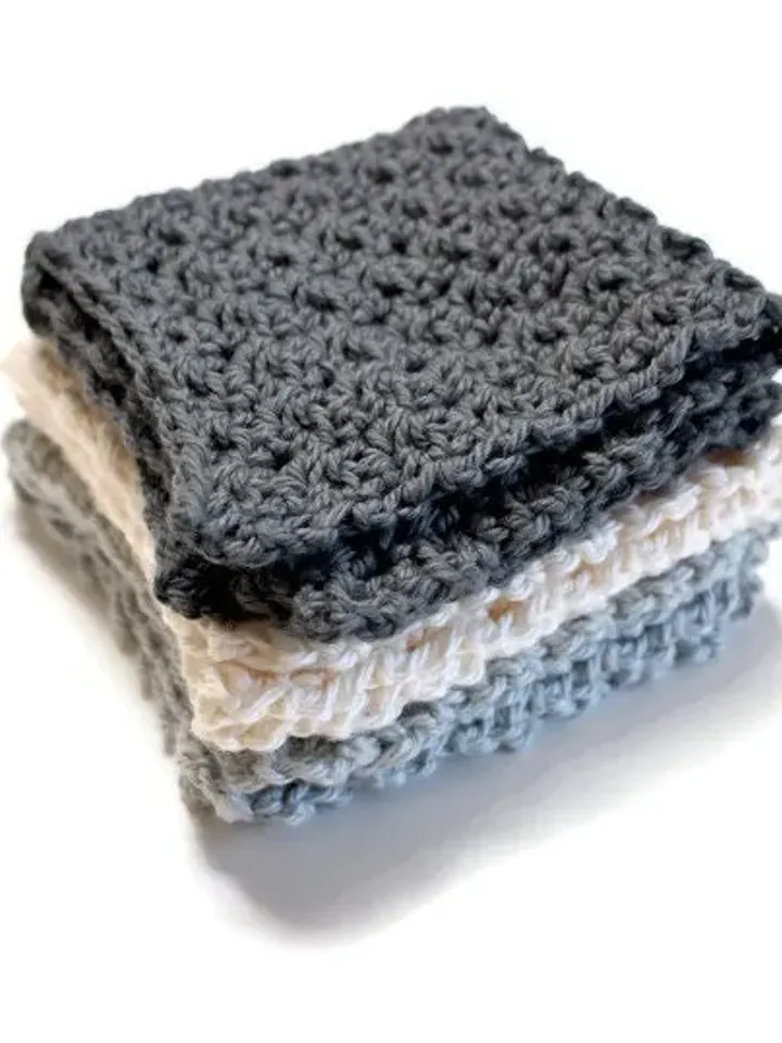 Crochet Washcloth Set, Dishrags for Wedding Gifts, New Home Décor, Bridal Shower Gift Ideas, Gifts for Her, Mother's Day Items, Set of Three