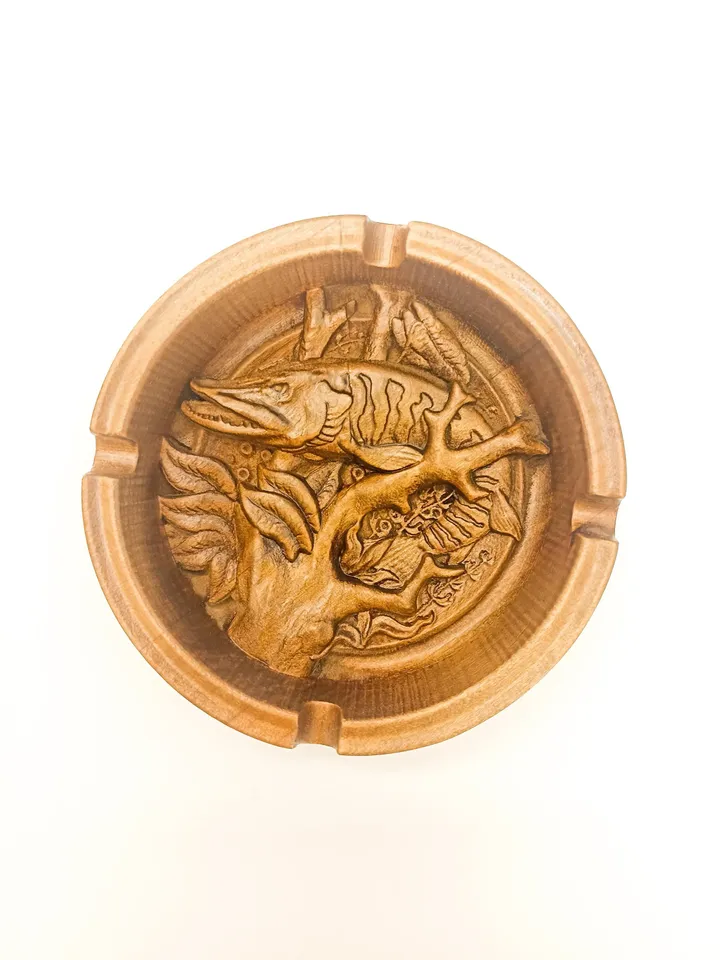 fisherman gift, Ashtray fish, personalized fisherman, Wooden wall art, fisherman print, vintage ashtray, Wall Wooden bike, Biker Home Decor