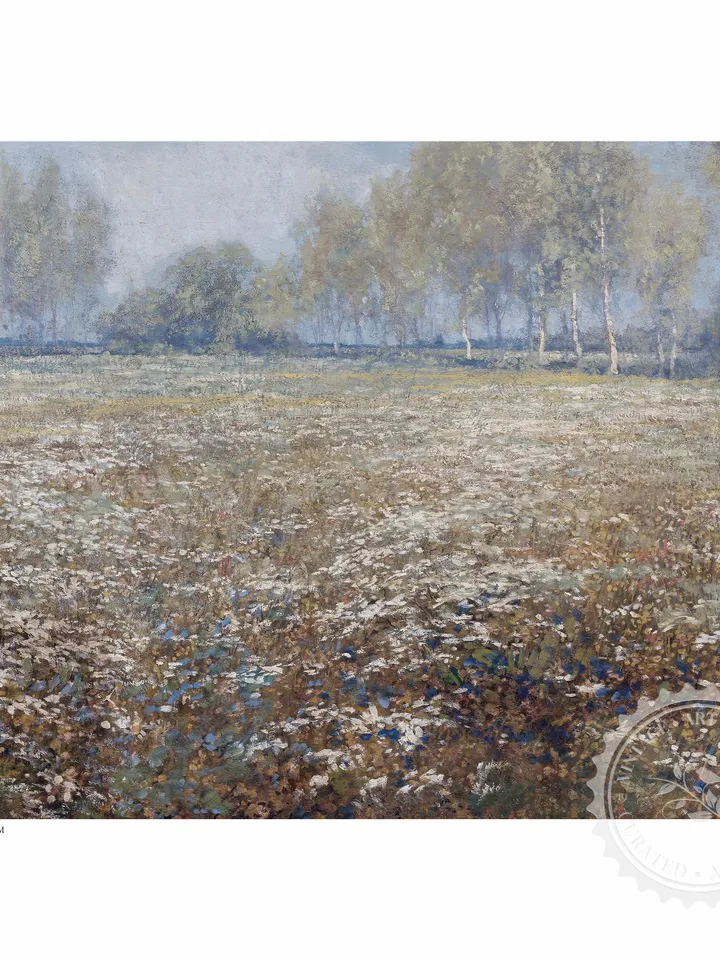 Spring Meadow In Bloom Painting, Vintage Landscape Printable Art, Country Field Decor, Downloadable | 372