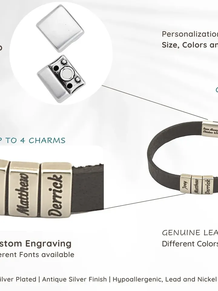 Personalized Name Bracelet | Custom Engraved Bracelet with Family Kids Names | Husband/Dad/Grandpa Anniversary Gift | Mens Jewelry Gifts