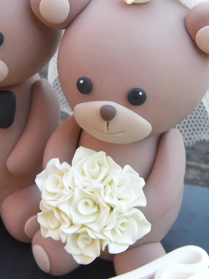 Woodland Wedding Cake Topper, Wedding Cake Topper Figurine, Animal Cake Topper For Wedding, Personalized Animal Bear Couple Cake Topper Gift