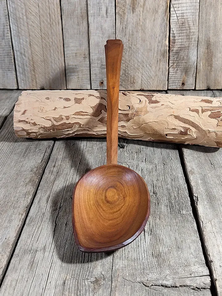 Handmade wooden spoon Wooden gift anniversary Serving & cooking  spoon  Large wooden spoon Wooden ladle Kitchen utensils