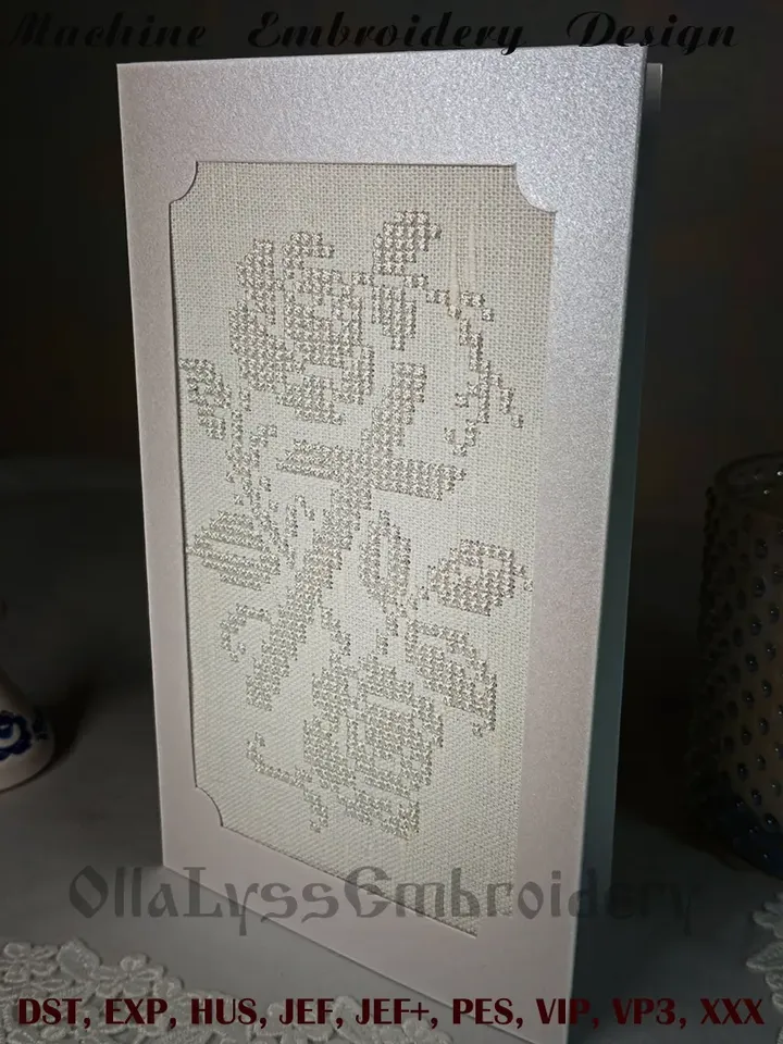 Catholic cross with roses embroidery design