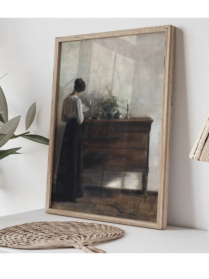 Antique Woman Reading Portrait Oil Painting, Vintage Wall Decor, Printable Art, Digital Download | 365