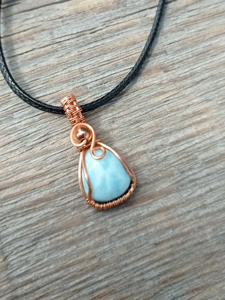 Tiny pendant with precious larimar, jewelry for blythe doll