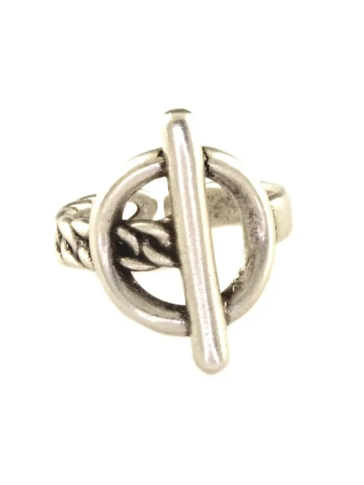 Antique Silver BOLD TOGGLE RING for Women, Chunky Geometric Stacking Bohemian Jewelry, Modern Contemporary Statement Gifts for Her