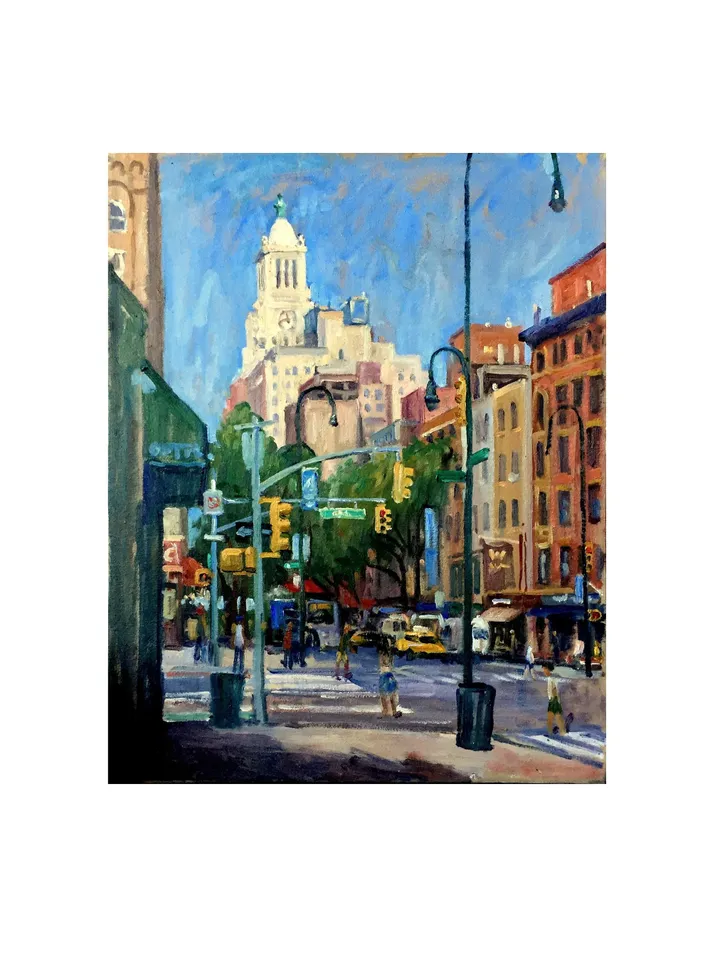 Original New York Cityscape Painting -14th Street/NYC- 16x20 Oil on Canvas, Large Urban Impressionist Fine Art, Plein Air Signed Original
