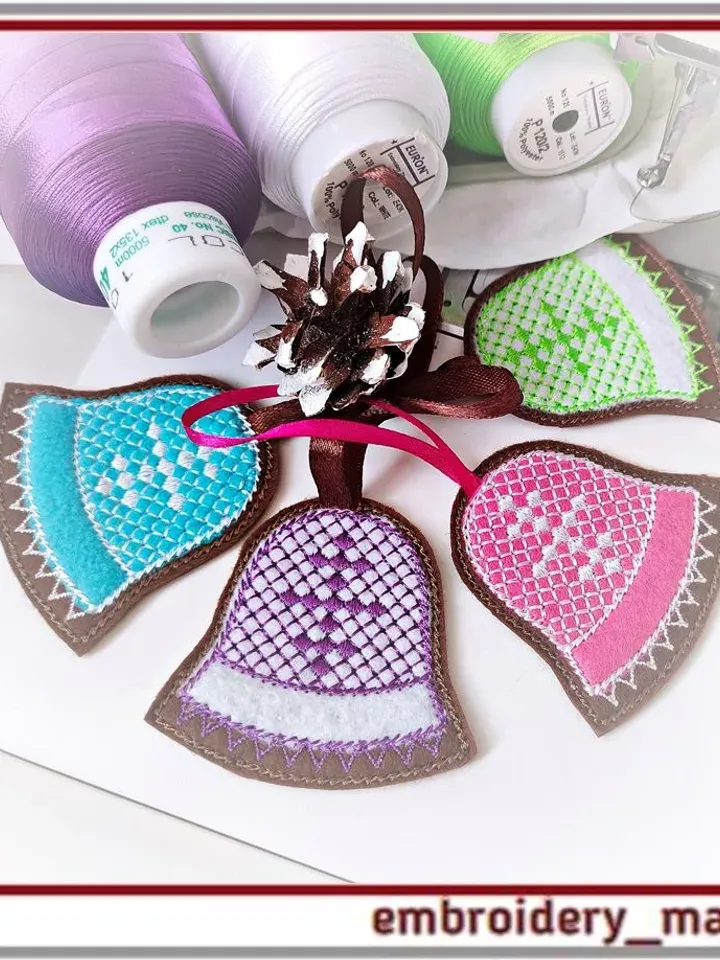 In the hoop Christmas gingerbread bell 1 embroidery design