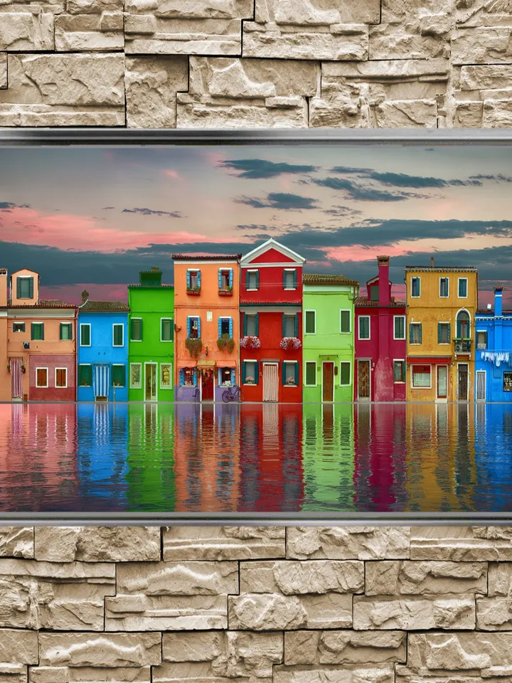 HOME VIEW Print on Canvas , Floating Frame Option, Modern Wall Art, Extra Large Canvas Wall Art