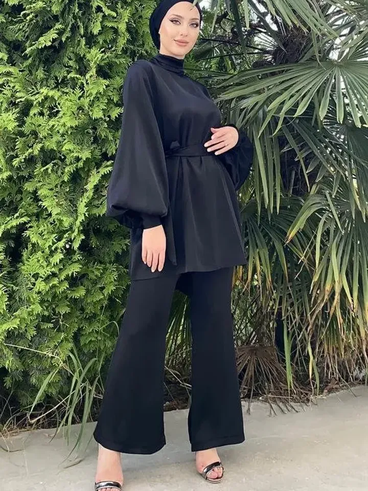 AHUNARE HIJAB - Ferda Black Straight Wedding Dress, Muslim Evening Gown, Nikah, Islamic Wedding, Engagement, Bridesmaid,