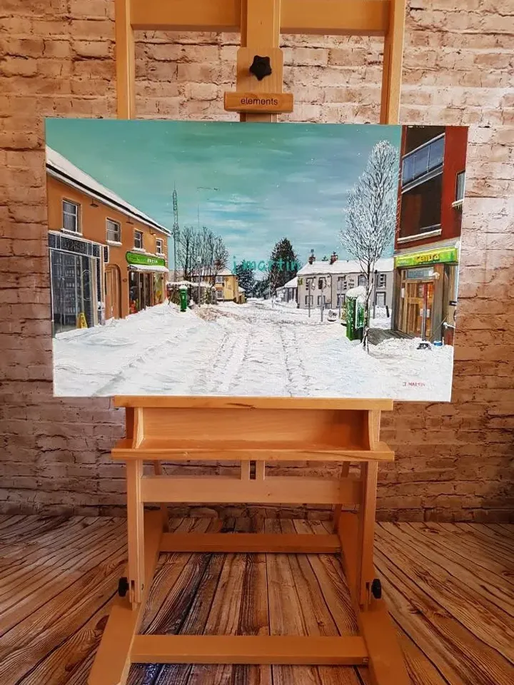 Stepaside Village during Storm Emma Dublin Ireland, Irish Village, unmounted, unframed