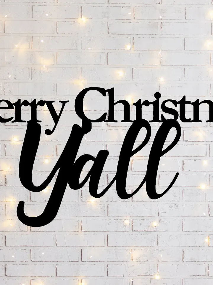 Merry Christmas Y'all Metal Word Sign, Merry Christmas Wall Decor, Southern Christmas Decor, Decorative Merry Christmas Y'all