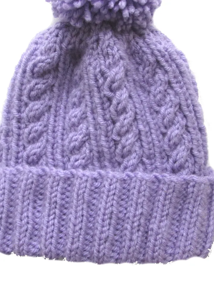 Classic chunky rib and cable hat small size
