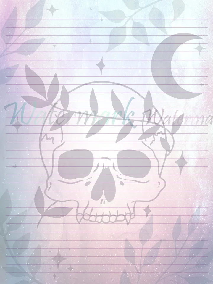 Vampire Skull Stationery Set | Spooky Pastel Writing Paper | Skull Pages | Skeleton Paper | Vampire Writing | Vampire Moon Letter Paper