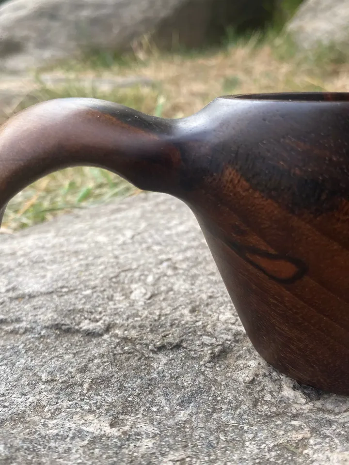 Handcarved Walnut Wood Kuksa, Handmade Mug, Wooden Cup, Camping Mug