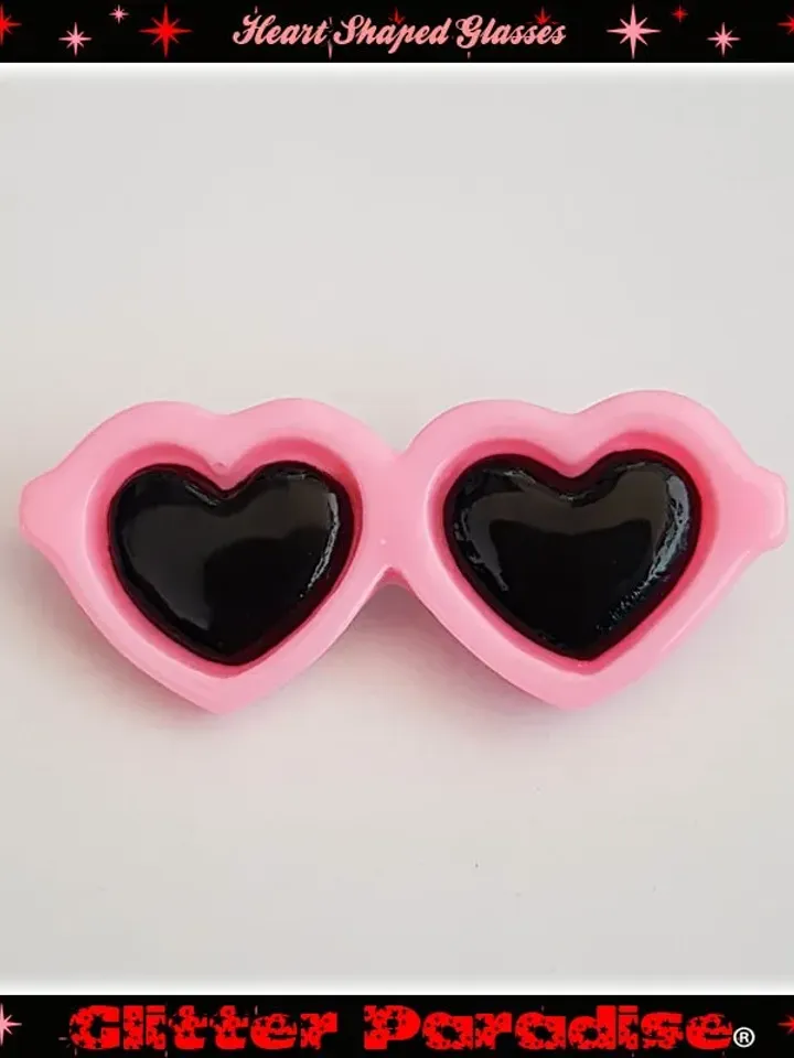 Heart Shaped Glasses - Set - 50s Jewelry - Retro Jewelry - Heart Shaped Shades - Heart Shaped Glasses Brooch & Necklace - Glitter Paradise®