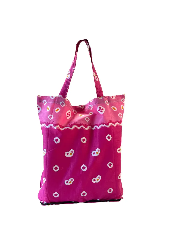 Reusable Shopping Bag | Foldable Batik Tote | Teal Batik Tote | Batik Grocery Bag | Tie Dye Tote | Jumputan Batik Tote