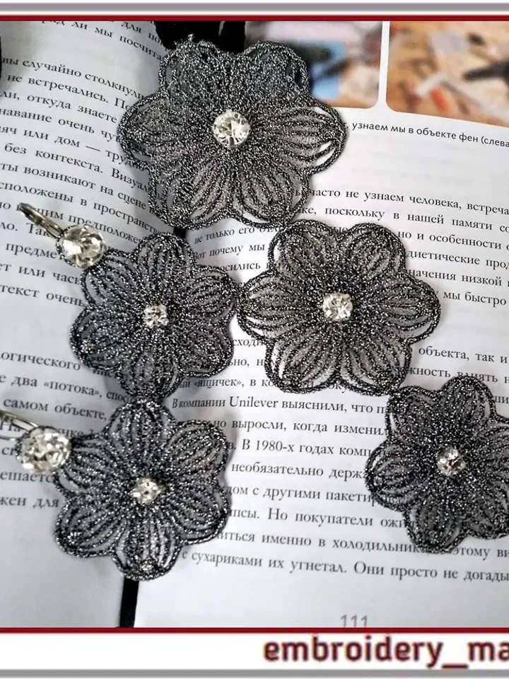 In the Hoop Embroidery design set FSL Flowers Jewelry 3