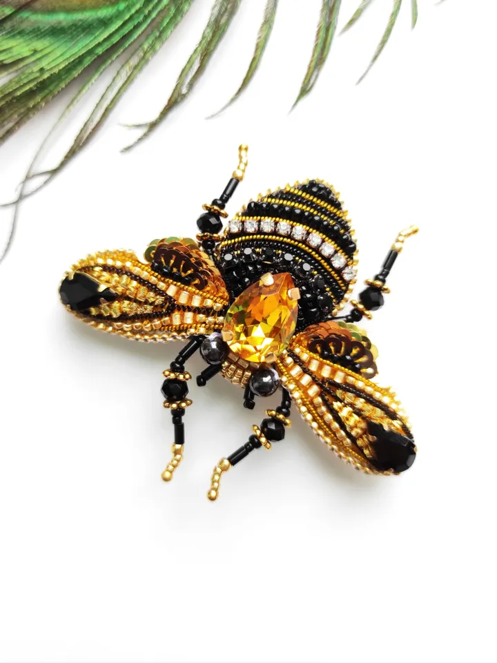 Beaded insect brooch, insect pin, mooth brooch, butterfly brooch, bug pin, bee brooch, bug brooch, insects, madam toto