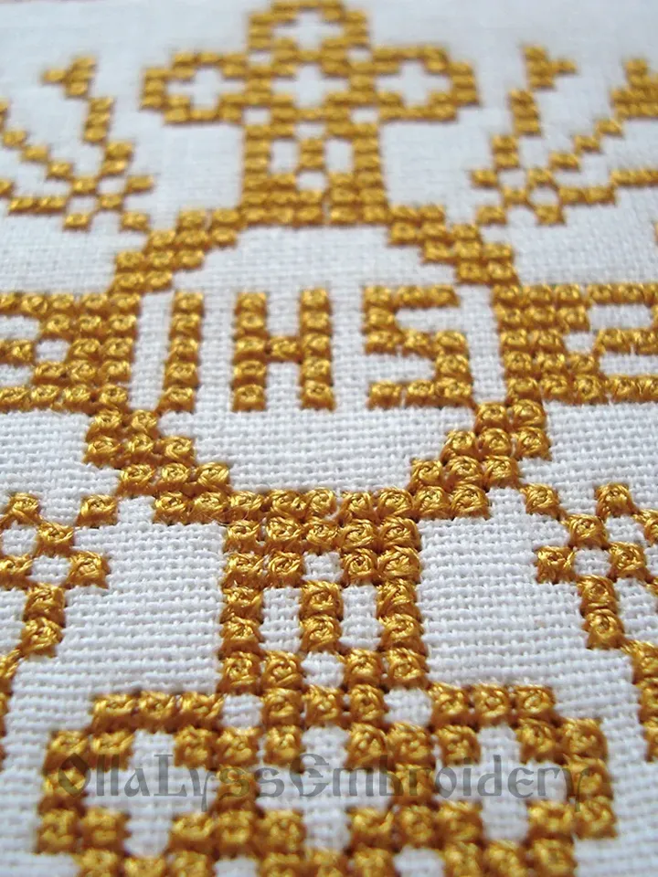 Christian cross with floral border machine embroidery design