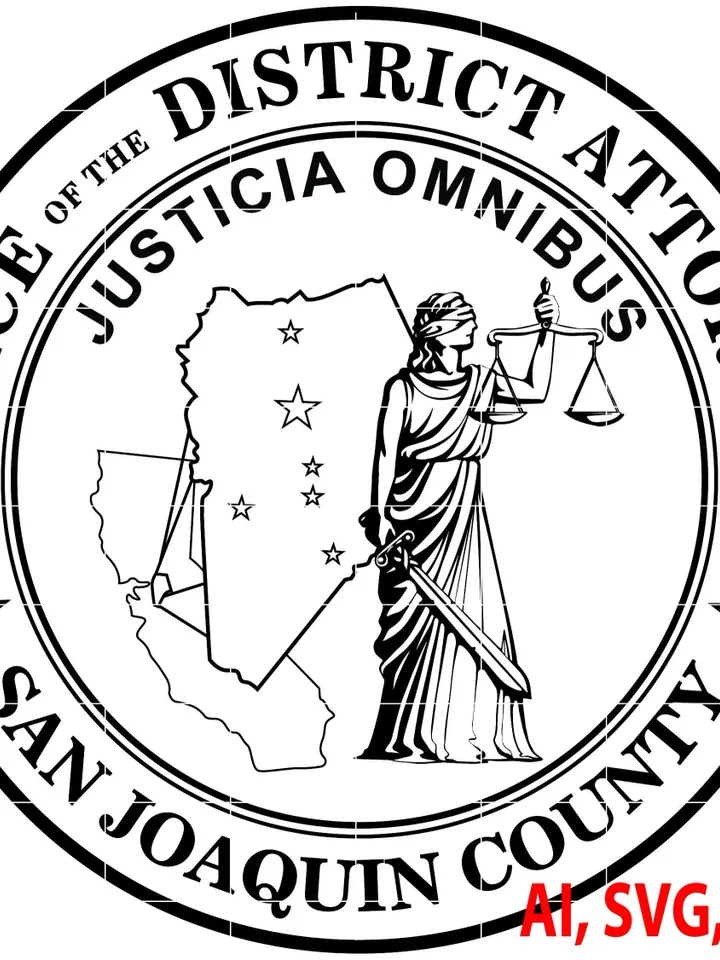San Joaquin County Office of the District Attorney Badge, Logo, Seal, Custom, Ai, Vector, SVG, DXF, PNG, Digital