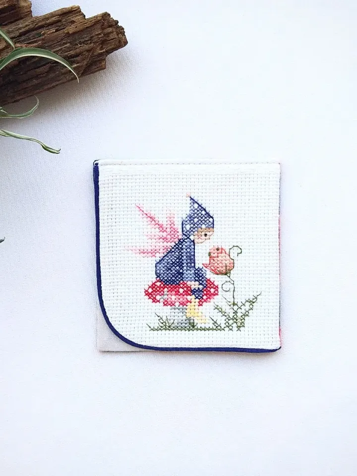 Fairy mushroom bookmark personalized, Cute bookmark with elf on mushroom, Cottagecore gift, Embroidered book lover gift