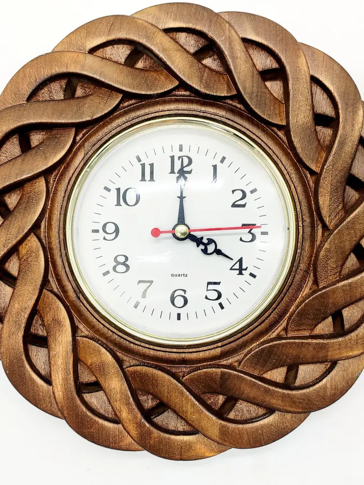 Modern wall clock, Wooden clock, Rustic wall clock, Wooden wall clock, Wooden Carver Panel, Wooden wall decor, carved wood wall art