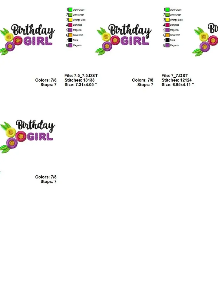 Birthday Girl Princess with Flowers 1 st birthday Design Applique for Machine Embroidery
