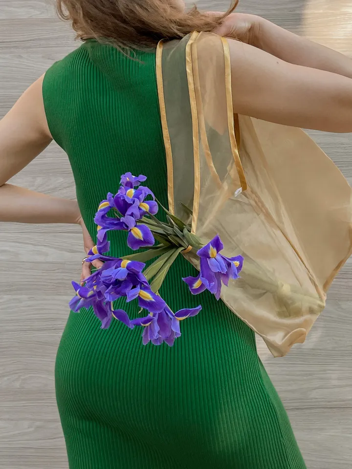 Grocery bag, Tote bag aesthetic, Flower tote bag, Market bag, Organza shopper