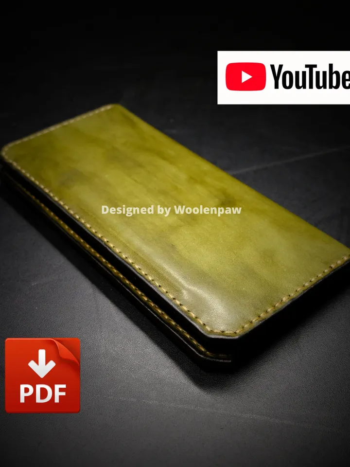 PW9 leather pattern to make a wallet "Geometric". Leather template passport wallet.