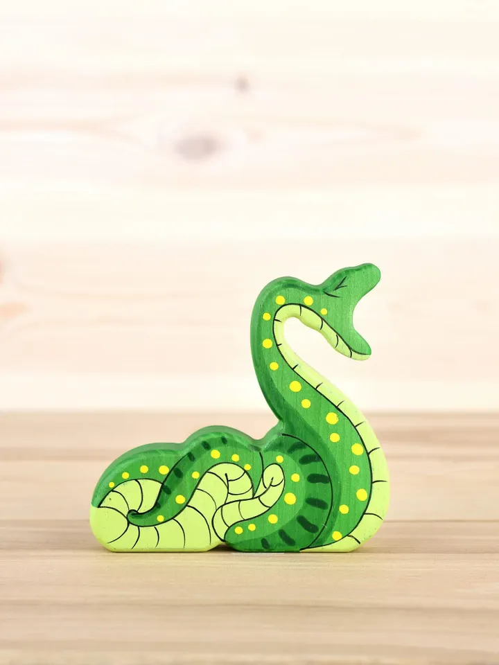 Wooden anaconda figurine Huge snake Amazonian snake Rainforest snake figure