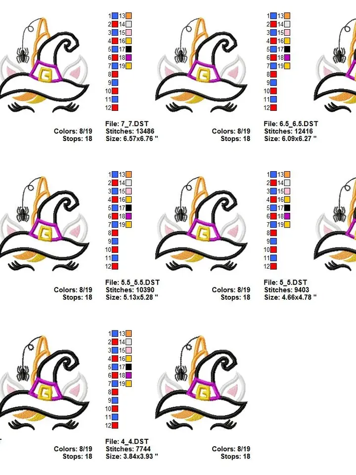 Unicorn Halloween with Hat Machine embroidery applique design