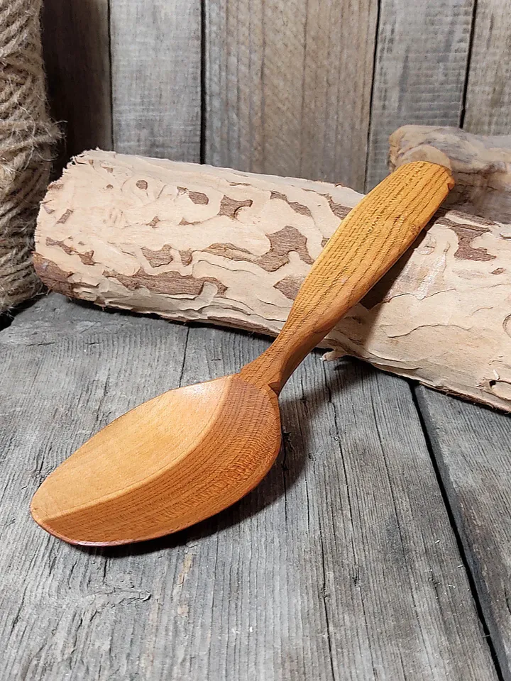 Handmade eating wooden spoon, Hand carved apricot spoon, Kitchen wooden spoon, Wooden soup spoon, Wooden tablespoon